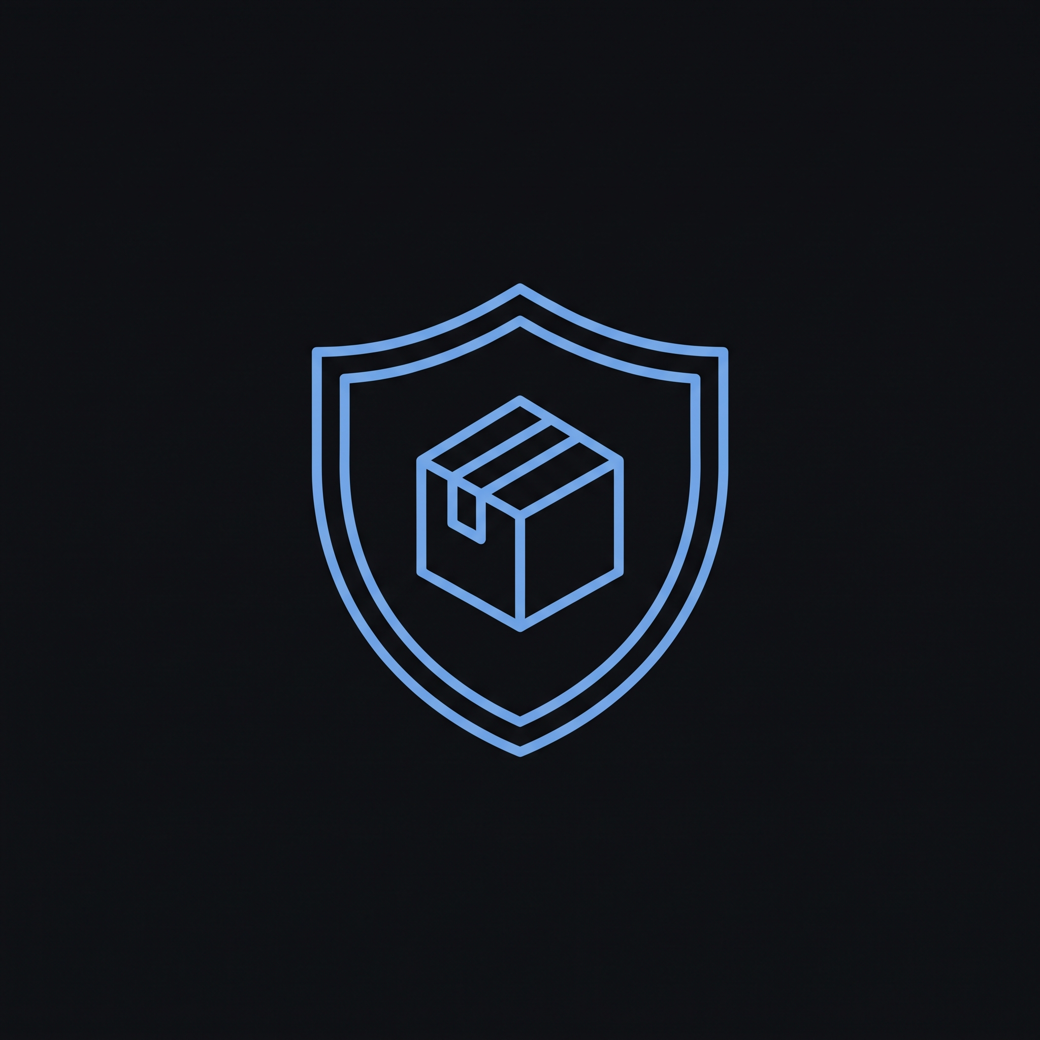 Shipping Protection icon, a shield with a package inside